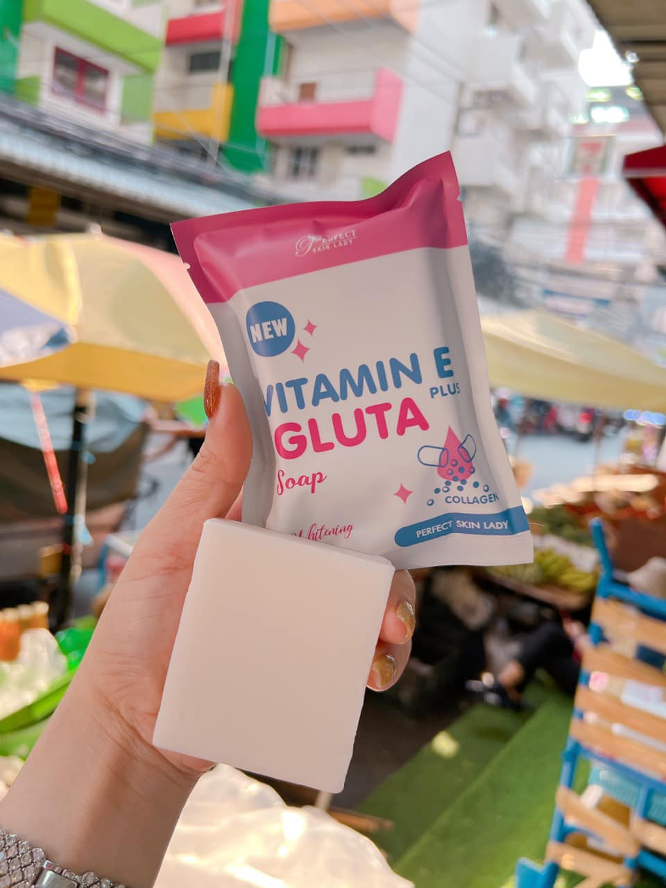 Xà phòng vitamin E plus GLUTA X10 Collagen 80g - Ảnh 2