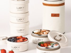 Hộp đựng cơm Lucky giữ nhiệt, hộp cơm Inox 3 tầng cao cấp